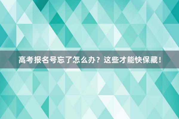 高考报名号忘了怎么办？这些才能快保藏！