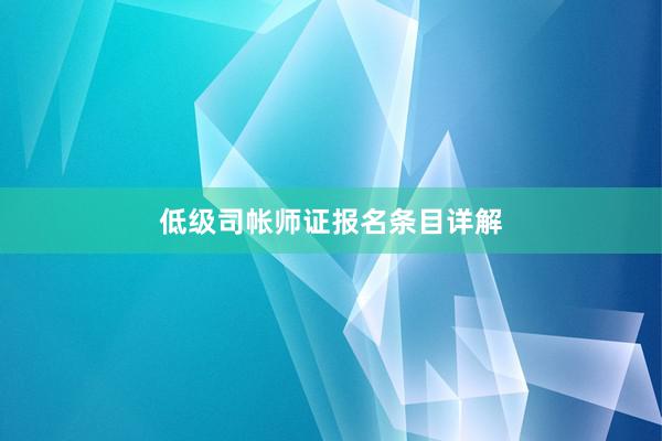 低级司帐师证报名条目详解