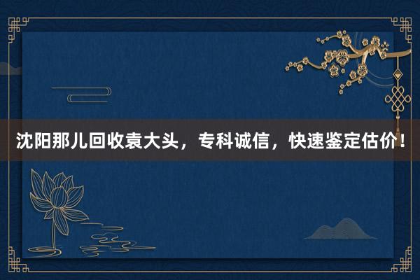 沈阳那儿回收袁大头，专科诚信，快速鉴定估价！