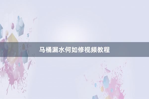 马桶漏水何如修视频教程